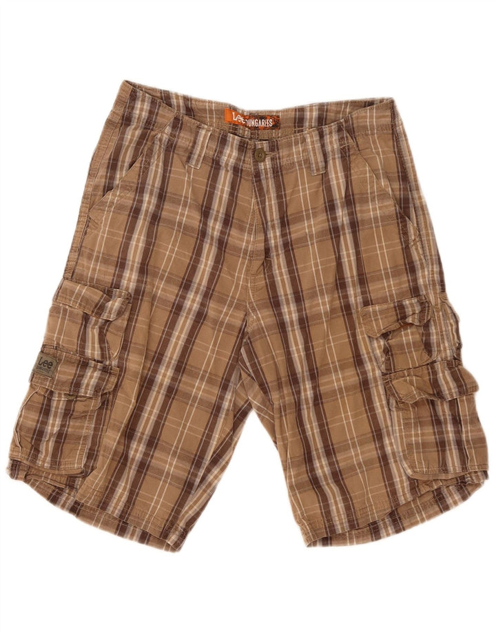 Lee Mens Cargo Shorts W30 Medium Brown Plaid Cotton