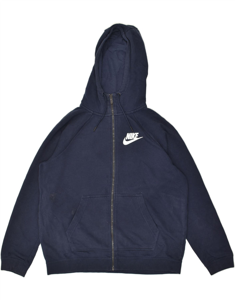 NIKE Mens Zip Hoodie Sweater Large Navy Blue Cotton | Vintage Nike | Thrift | Second-Hand Nike | Used Clothing | Messina Hembry 