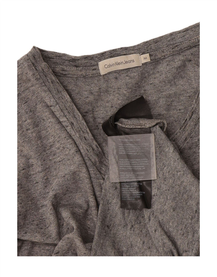 Calvin Klein Jeans Mens Graphic T-Shirt Top Medium Grey Flecked Cotton