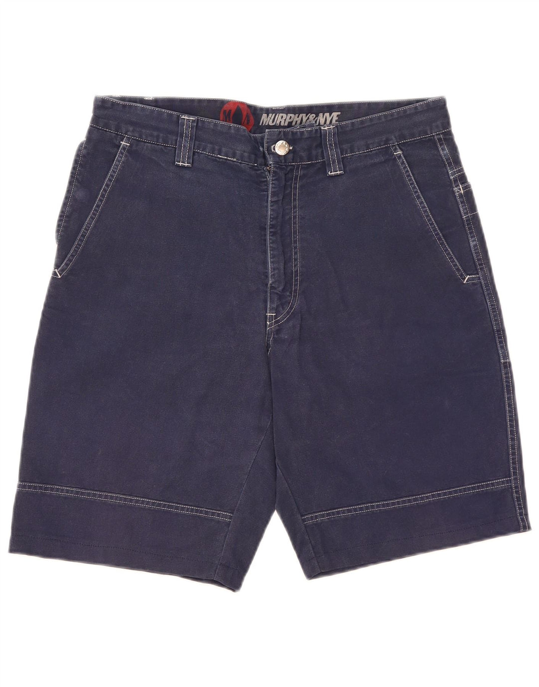 Murphy & Nye Mens Chino Shorts W34 Large Navy Blue Cotton