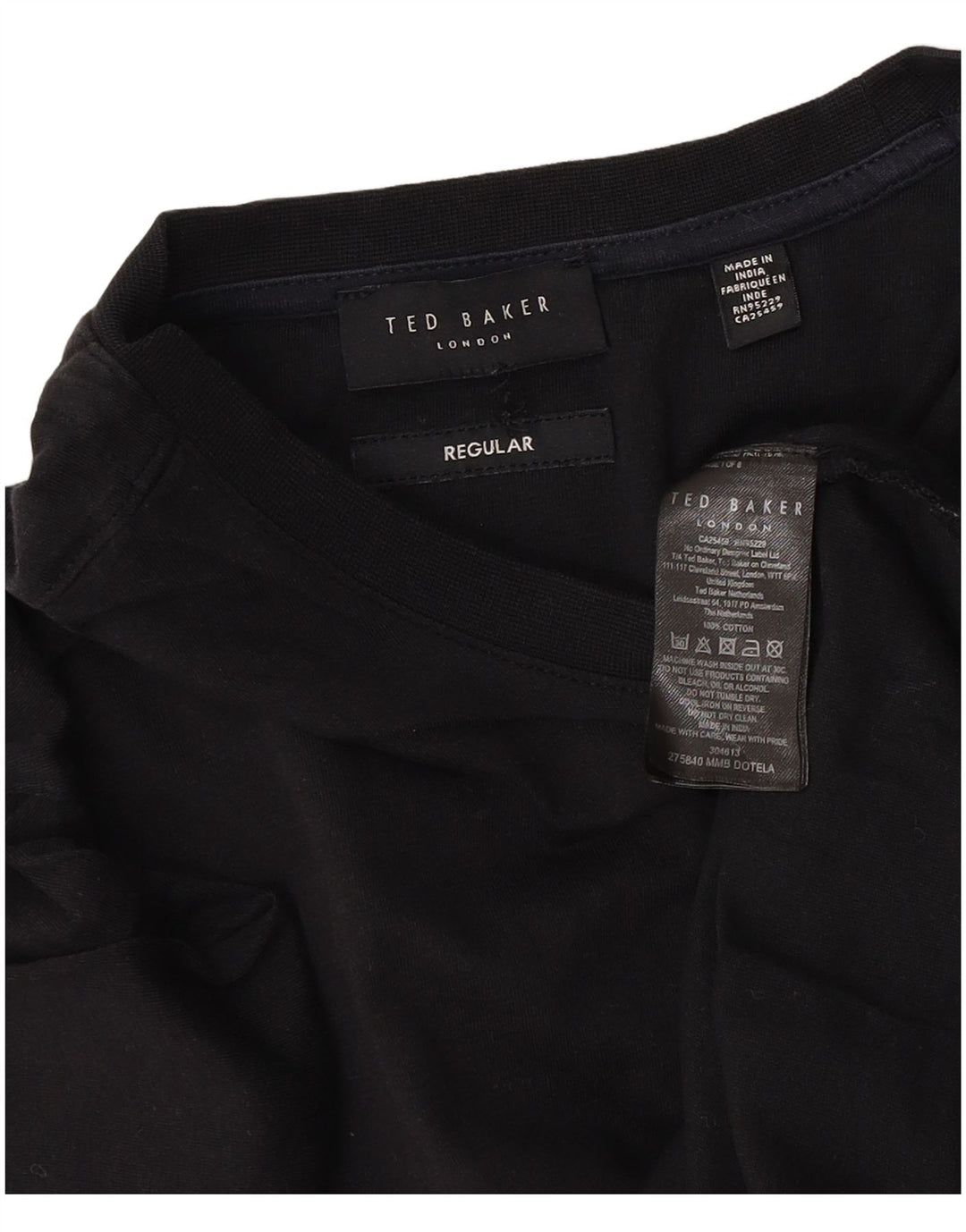 Ted Baker Mens Regular T-Shirt Top Medium Black Cotton