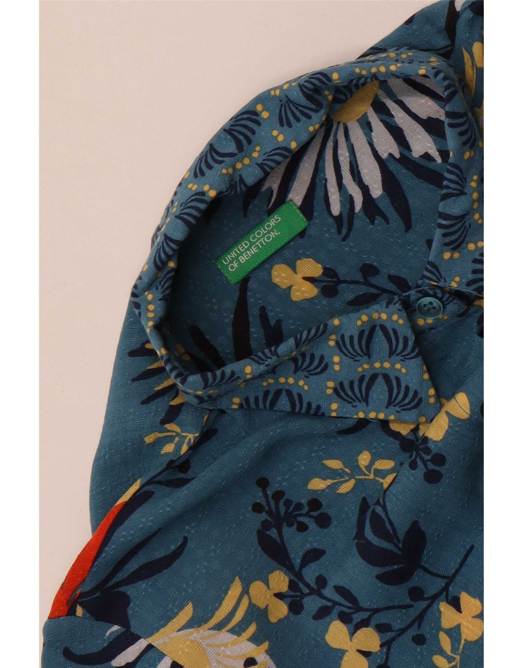 Benetton Womens Shirt UK 12 Medium Blue Floral