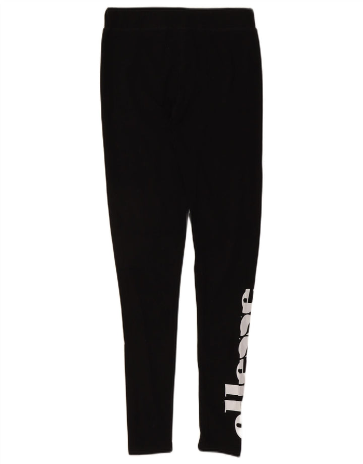 Ellesse Womens Graphic Leggings UK 10 Small Black Cotton