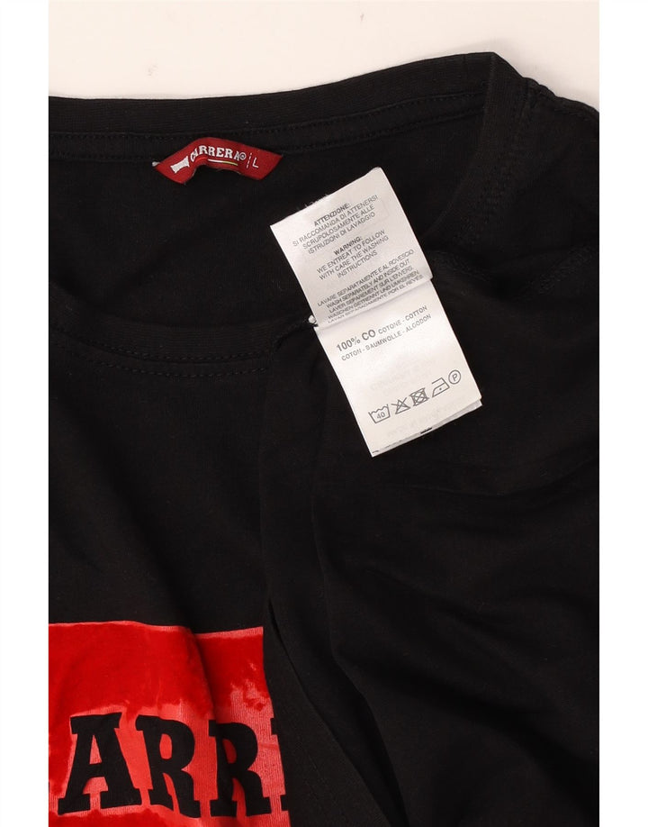 Carrera Mens Graphic T-Shirt Top Large Black Cotton