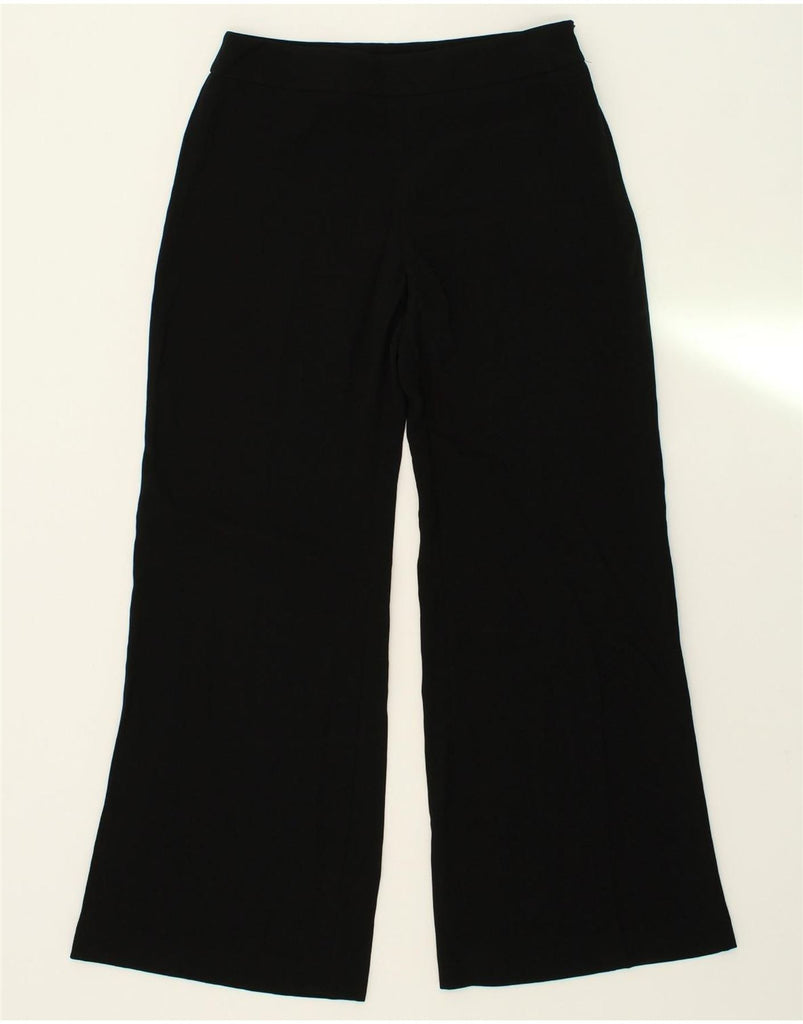 WALLIS Womens Wide Leg Suit Trousers UK 12 Medium W30 L30 Black Polyester | Vintage Wallis | Thrift | Second-Hand Wallis | Used Clothing | Messina Hembry 