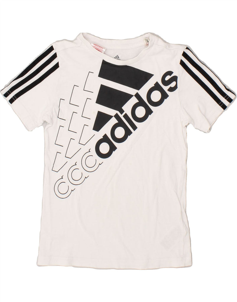 ADIDAS Boys Graphic T-Shirt Top 7-8 Years White Cotton | Vintage Adidas | Thrift | Second-Hand Adidas | Used Clothing | Messina Hembry 