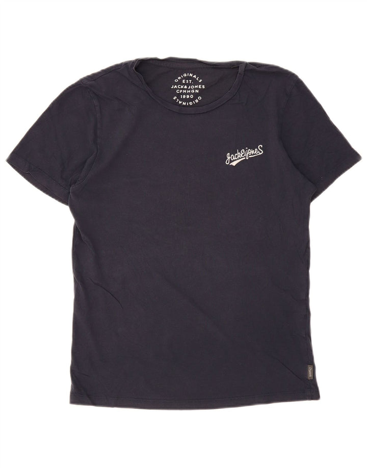 JACK & JONES Mens T-Shirt Top XS Navy Blue Cotton