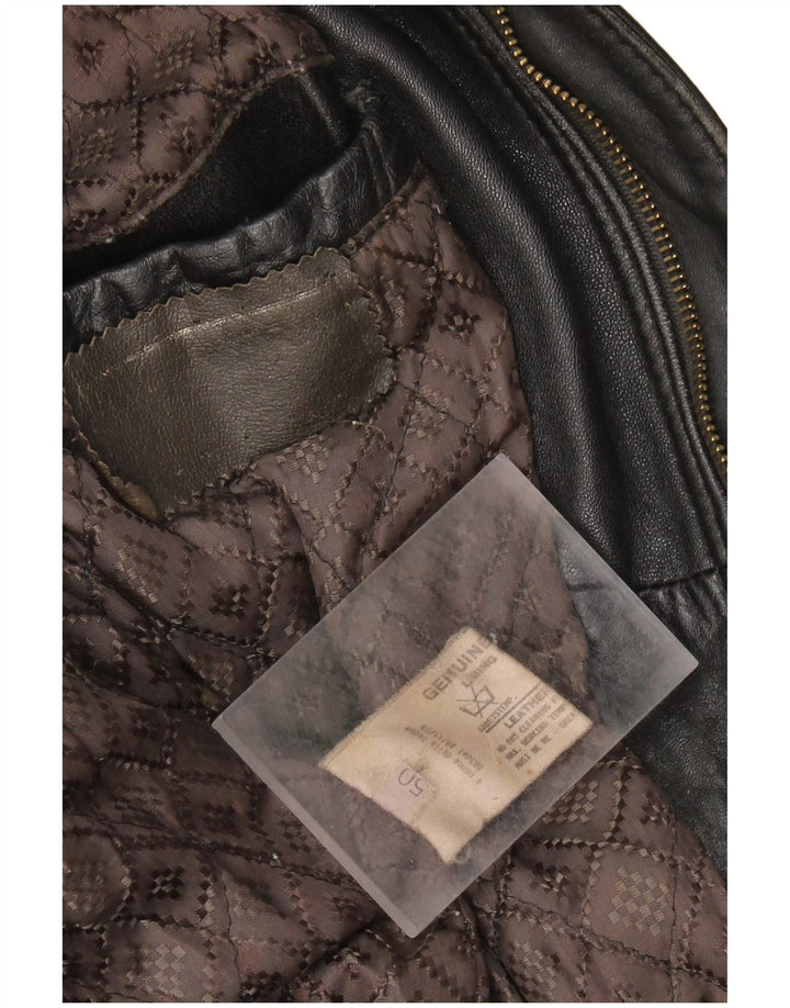 VINTAGE Mens Leather Jacket IT 50 Large Black Leather