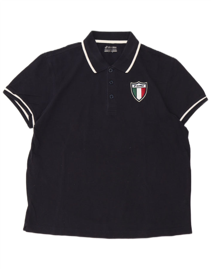 Lotto Mens Polo Shirt Medium Navy Blue Cotton
