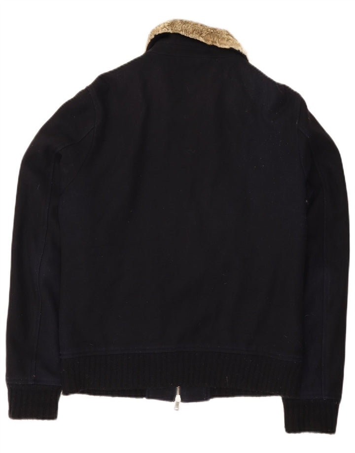 Vintage Womens Bomber Jacket UK 14 Medium Navy Blue