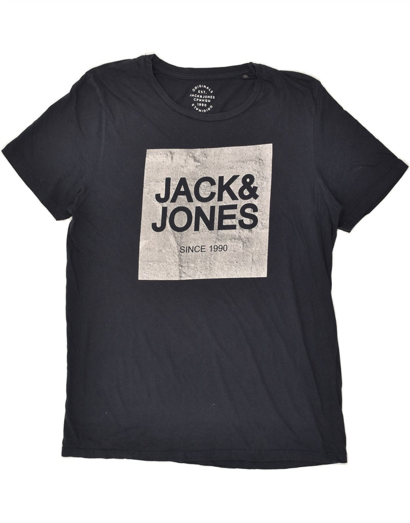 JACK & JONES Mens Graphic T-Shirt Top XL Black Cotton | Vintage Jack & Jones | Thrift | Second-Hand Jack & Jones | Used Clothing | Messina Hembry 