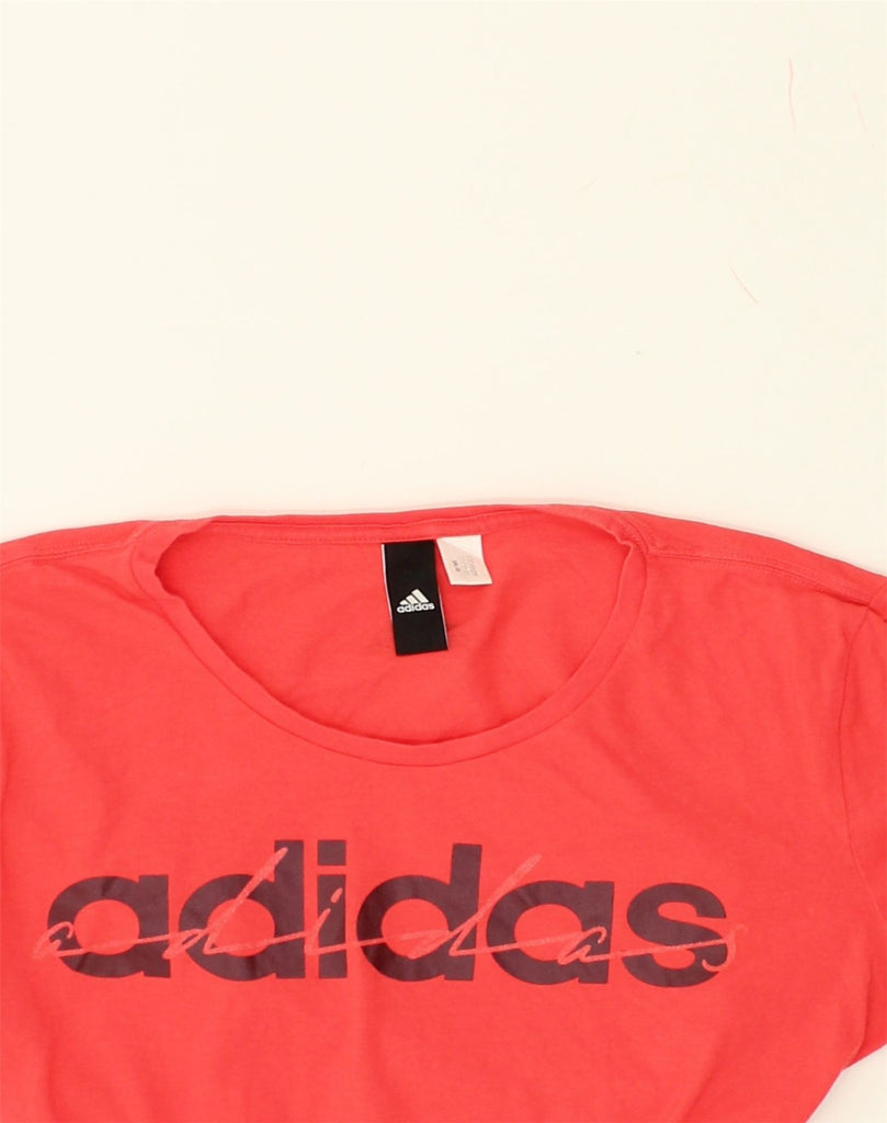 ADIDAS Womens Graphic T-Shirt Top UK 12 Medium Red Cotton | Vintage Adidas | Thrift | Second-Hand Adidas | Used Clothing | Messina Hembry 