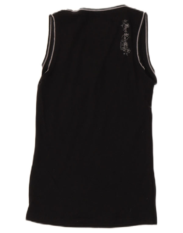 HARD ROCK CAFE Womens Barcelona Graphic Vest Top UK 8  Small Black Cotton