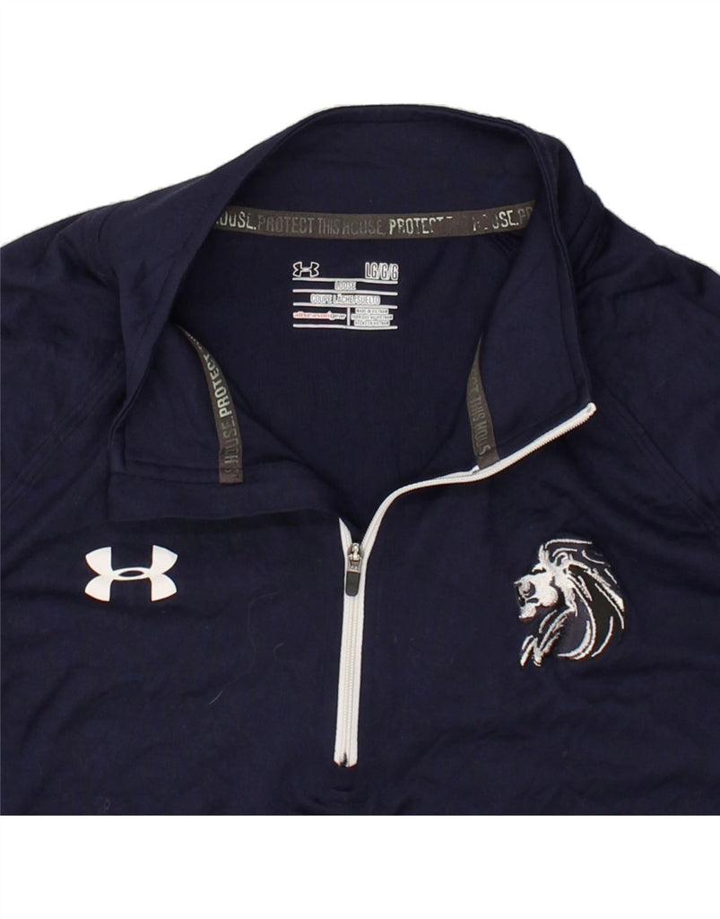 UNDER ARMOUR Mens Zip Neck Pullover Tracksuit Top Large Navy Blue | Vintage Under Armour | Thrift | Second-Hand Under Armour | Used Clothing | Messina Hembry 
