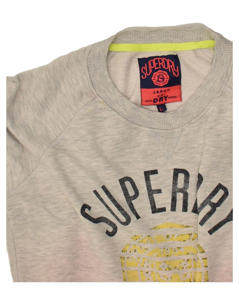 SUPERDRY Womens Graphic Sweatshirt Jumper UK 16 Large Grey Tie Dye Cotton | Vintage Superdry | Thrift | Second-Hand Superdry | Used Clothing | Messina Hembry 