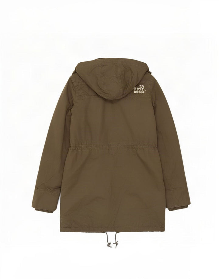 Superdry Womens Hooded Parka Jacket UK 14 Medium Khaki Polyester