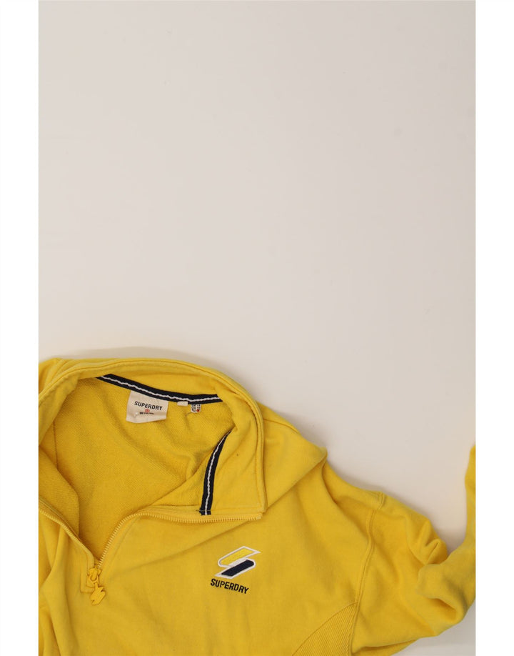 SUPERDRY Womens Zip Neck Sweatshirt Jumper UK 14 Medium Yellow Cotton Vintage Superdry and Second-Hand Superdry from Messina Hembry 