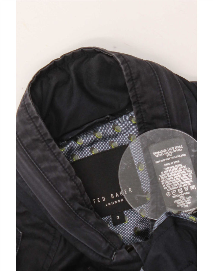 Ted Baker Mens Hooded Military Jacket Size 3 Medium Navy Blue Cotton