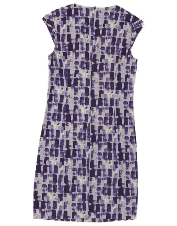 Benetton Womens Sheath Dress UK 10 Small Blue Check Cotton