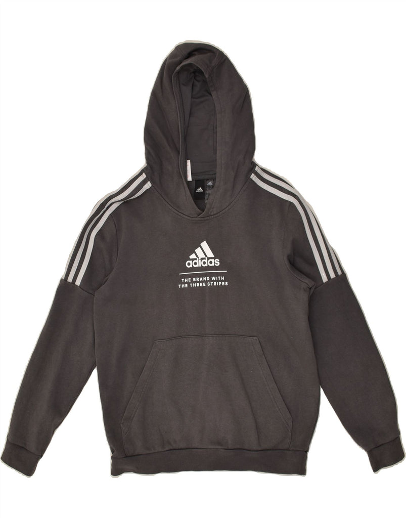 ADIDAS Boys Graphic Hoodie Jumper 13-14 Years Grey Cotton | Vintage Adidas | Thrift | Second-Hand Adidas | Used Clothing | Messina Hembry 