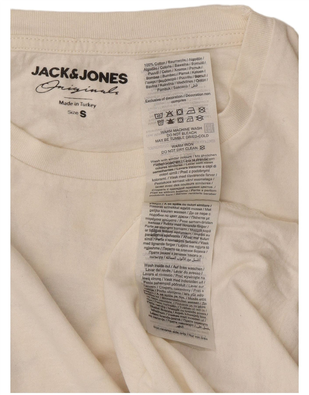 Jack & Jones Mens Graphic T-Shirt Top Small White Cotton