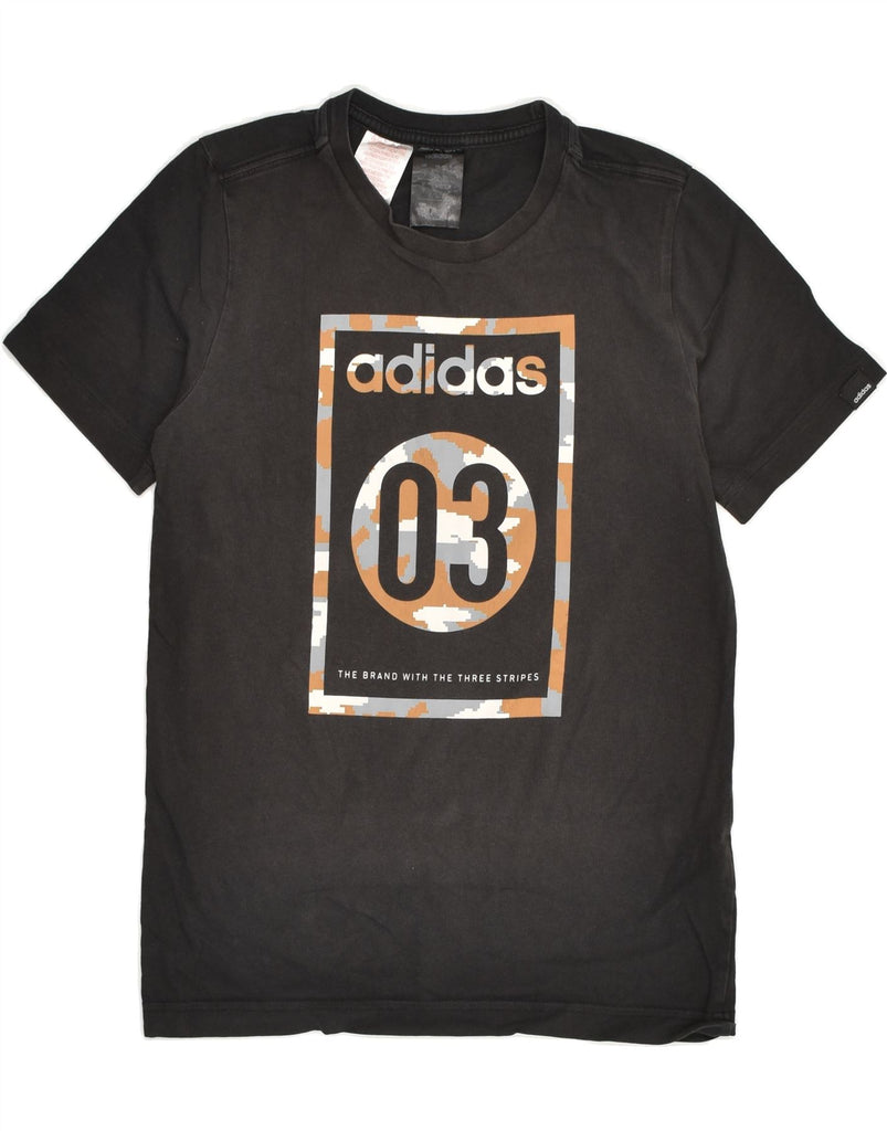 ADIDAS Boys Graphic T-Shirt Top 11-12 Years Black Cotton | Vintage Adidas | Thrift | Second-Hand Adidas | Used Clothing | Messina Hembry 