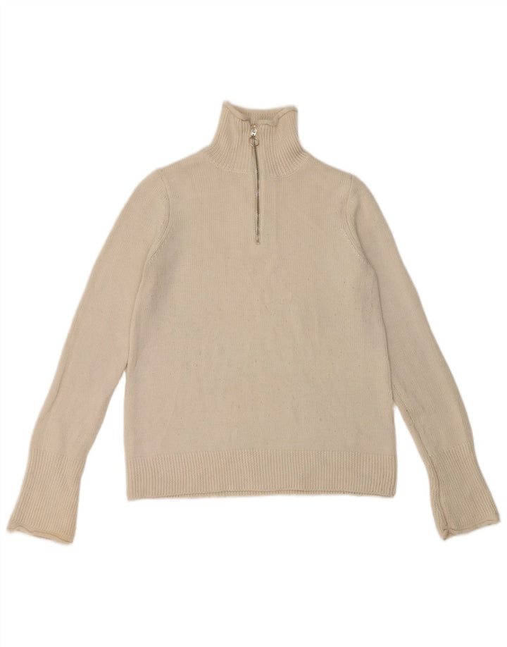 Zara Womens Zip Neck Jumper Sweater UK 14 Large White