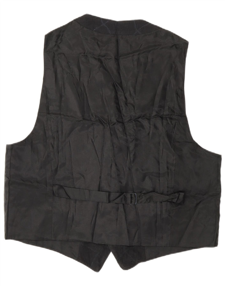 Vintage Mens Waistcoat XL Black Argyle/Diamond Polyester