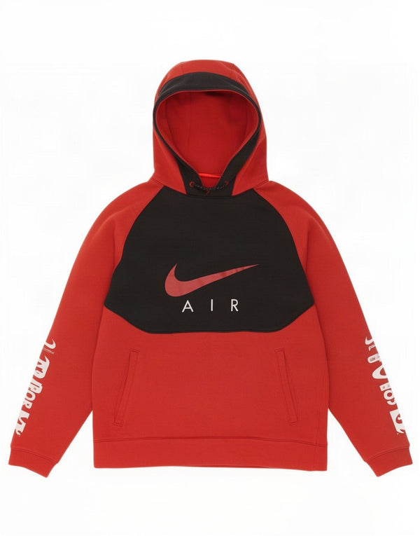 Nike Mens Graphic Hoodie Jumper Medium Red Colourblock Cotton