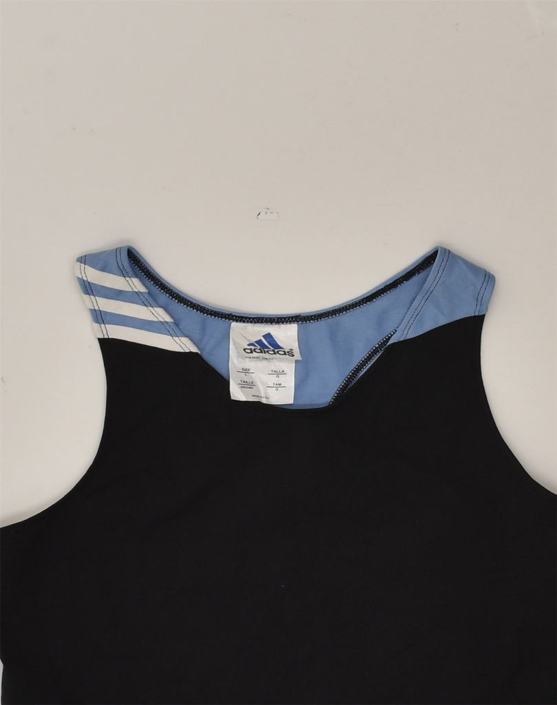 ADIDAS Womens Climalite Crop Vest Top UK 14 Large Black Colourblock Sports | Vintage Adidas | Thrift | Second-Hand Adidas | Used Clothing | Messina Hembry 