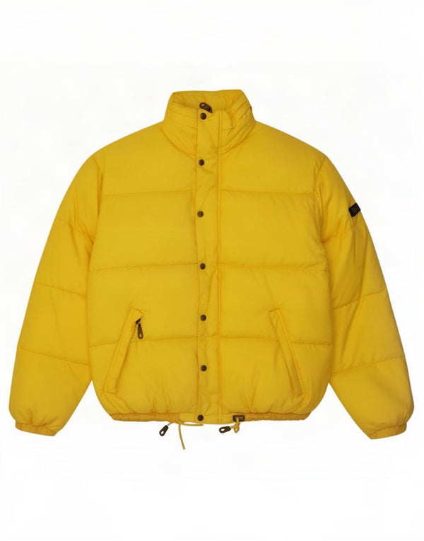 Vintage Mens Hooded Padded Jacket UK 40 Large Yellow Nylon