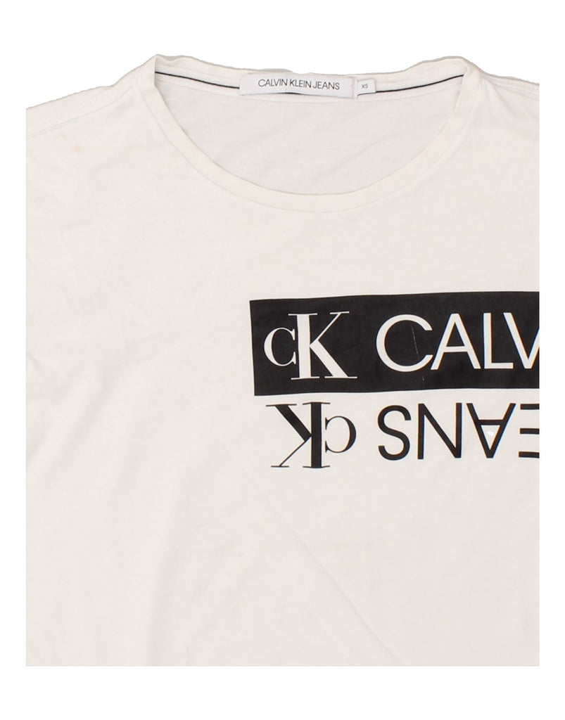 CALVIN KLEIN JEANS Mens Graphic T-Shirt Top XS White | Vintage Calvin Klein Jeans | Thrift | Second-Hand Calvin Klein Jeans | Used Clothing | Messina Hembry 