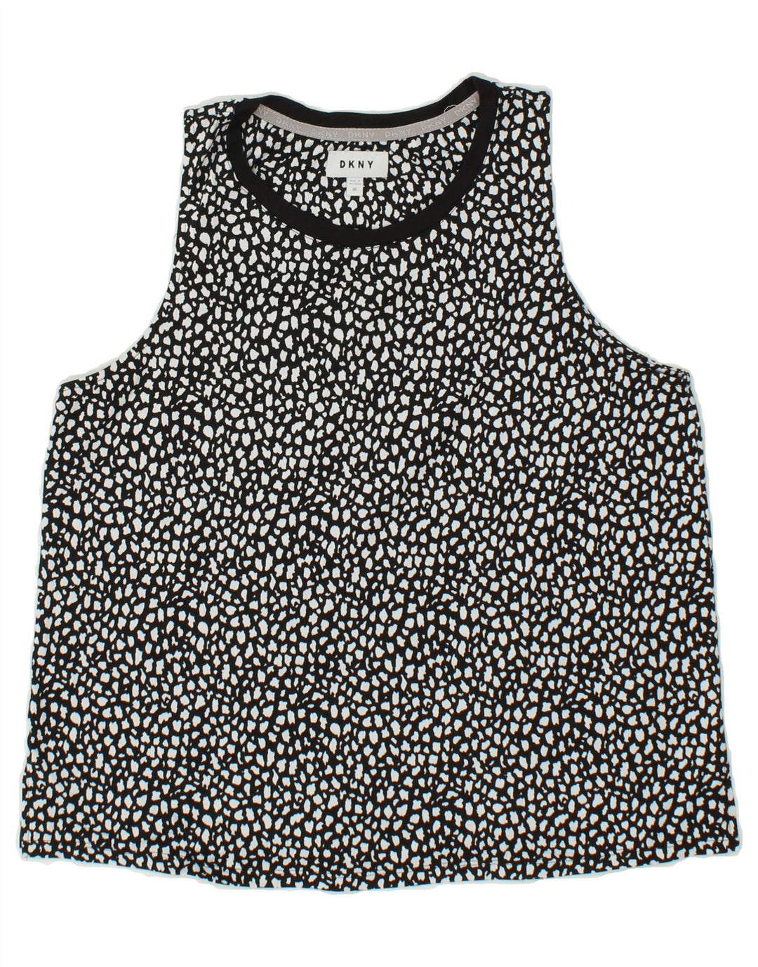 DKNY Womens Graphic Vest Top UK 14 Medium Grey Spotted Polyester Vintage Dkny and Second-Hand Dkny from Messina Hembry 