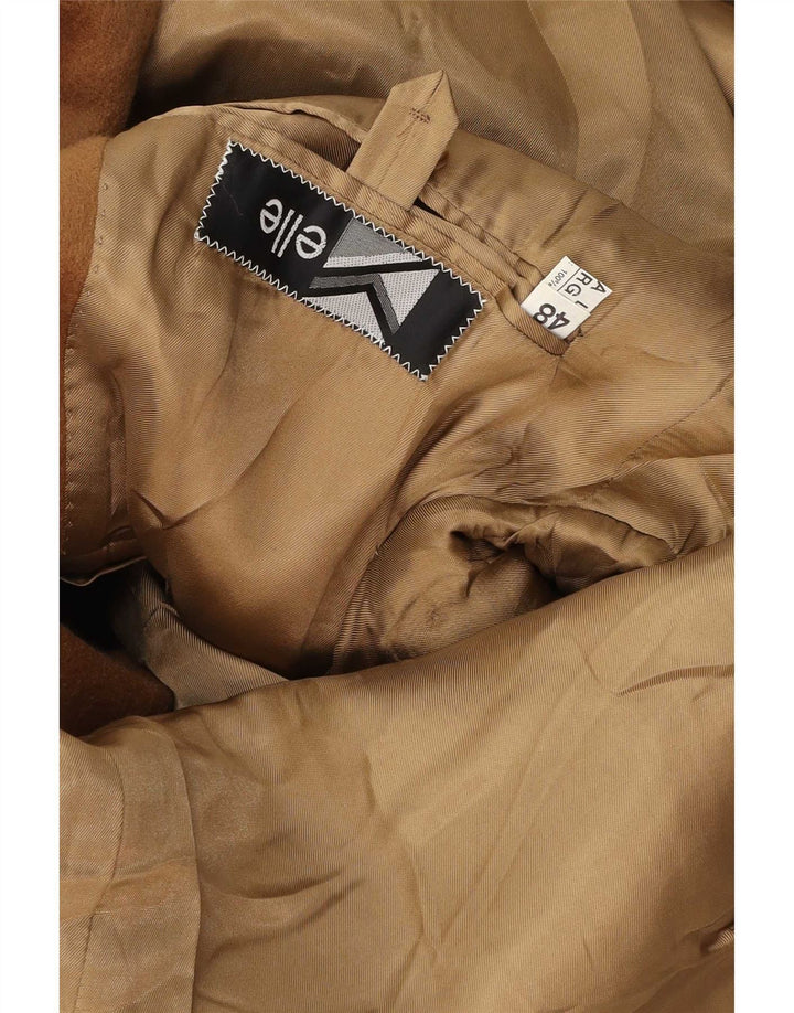 Elle Womens Double Breasted Coat 2XL Brown Wool