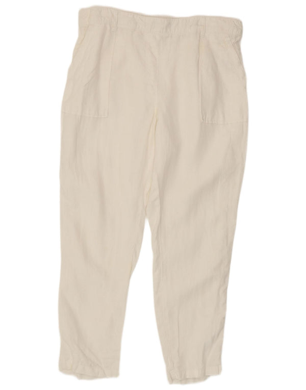 Marks & Spencer Womens Tapered Casual Trousers UK 14 Medium W30 L26 White