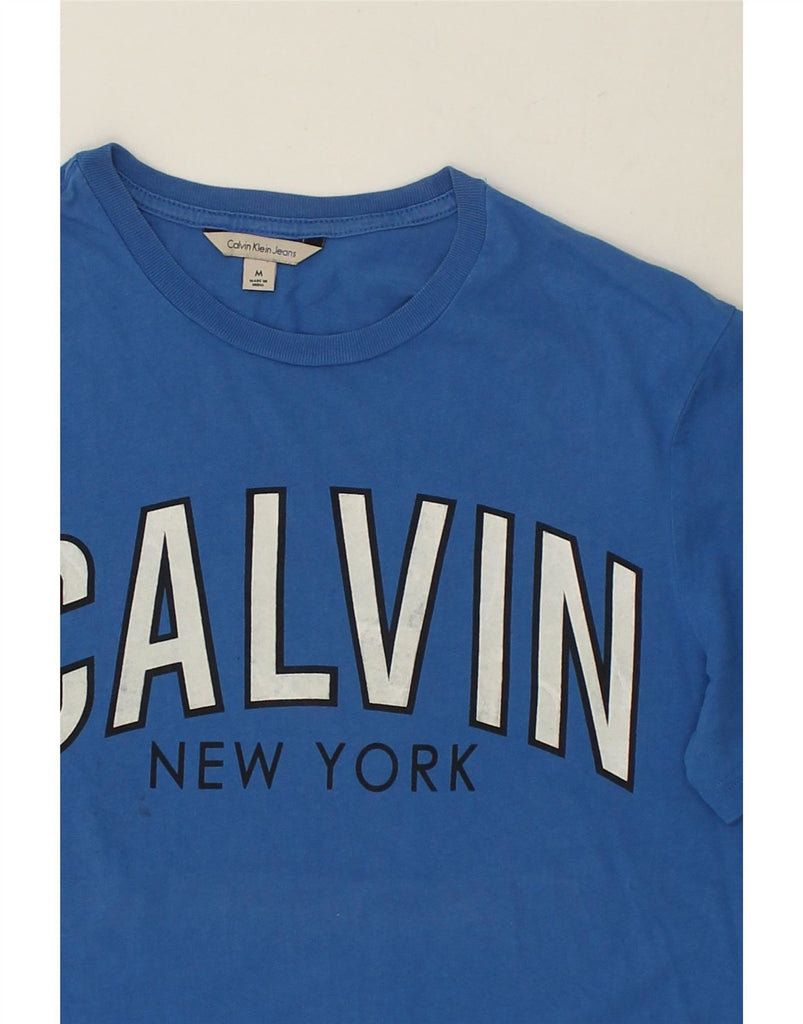 CALVIN KLEIN Mens Graphic T-Shirt Top Medium Blue Cotton Vintage Calvin Klein and Second-Hand Calvin Klein from Messina Hembry 