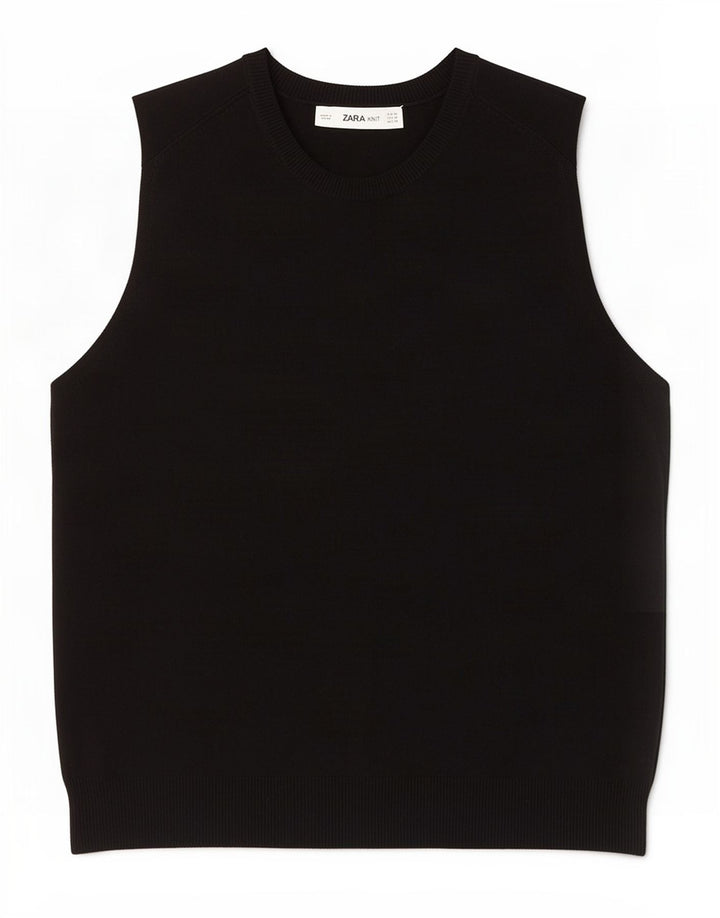 Zara Womens Vest Tank Top UK 12 Medium Black Viscose