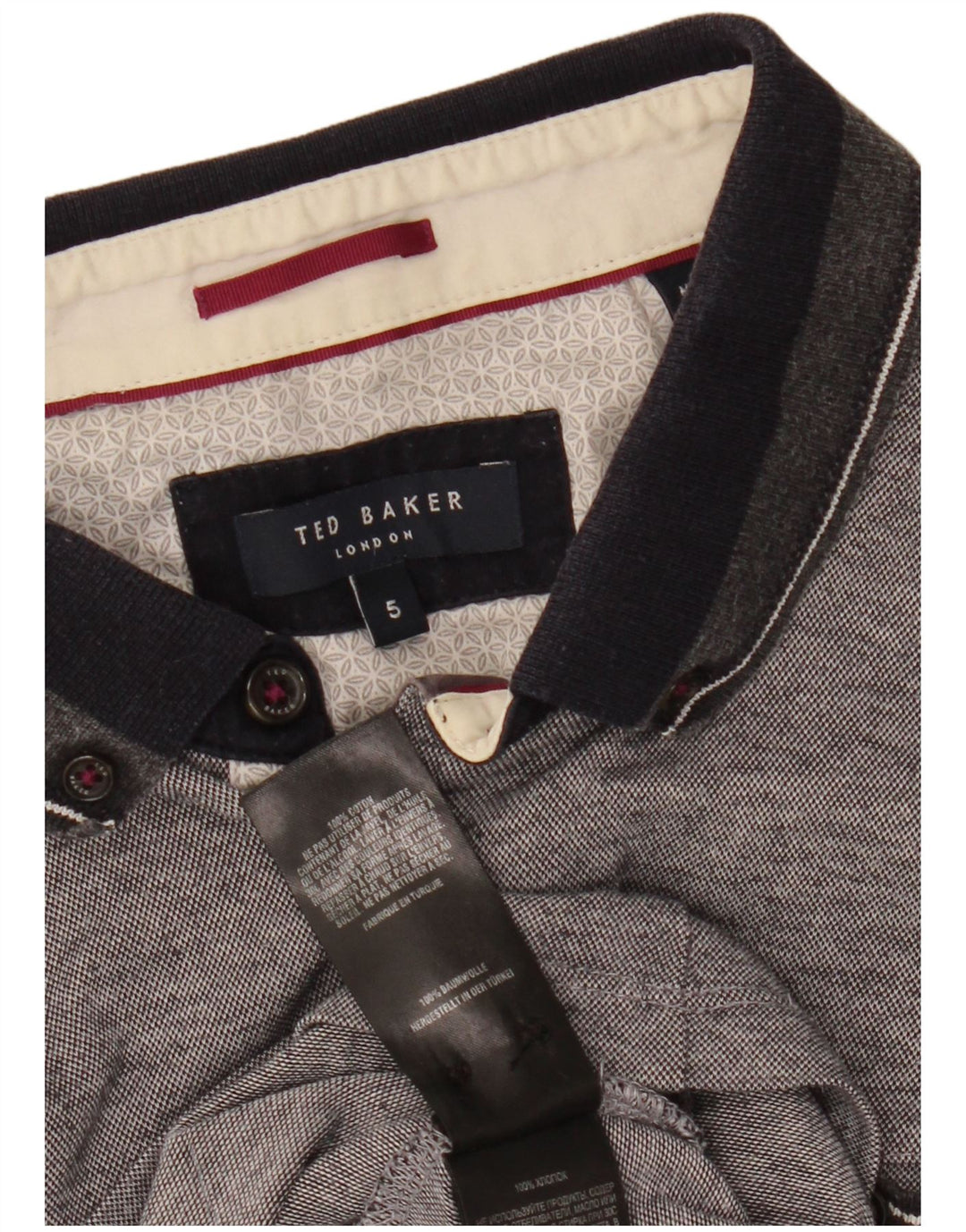 TED BAKER Mens Polo Shirt Size 5 XL Grey Flecked Cotton