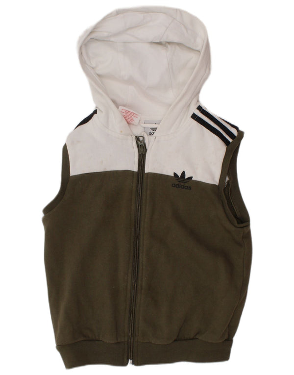 Adidas Boys Graphic Zip Hoodie Sweater 2-3 Years Khaki Colourblock