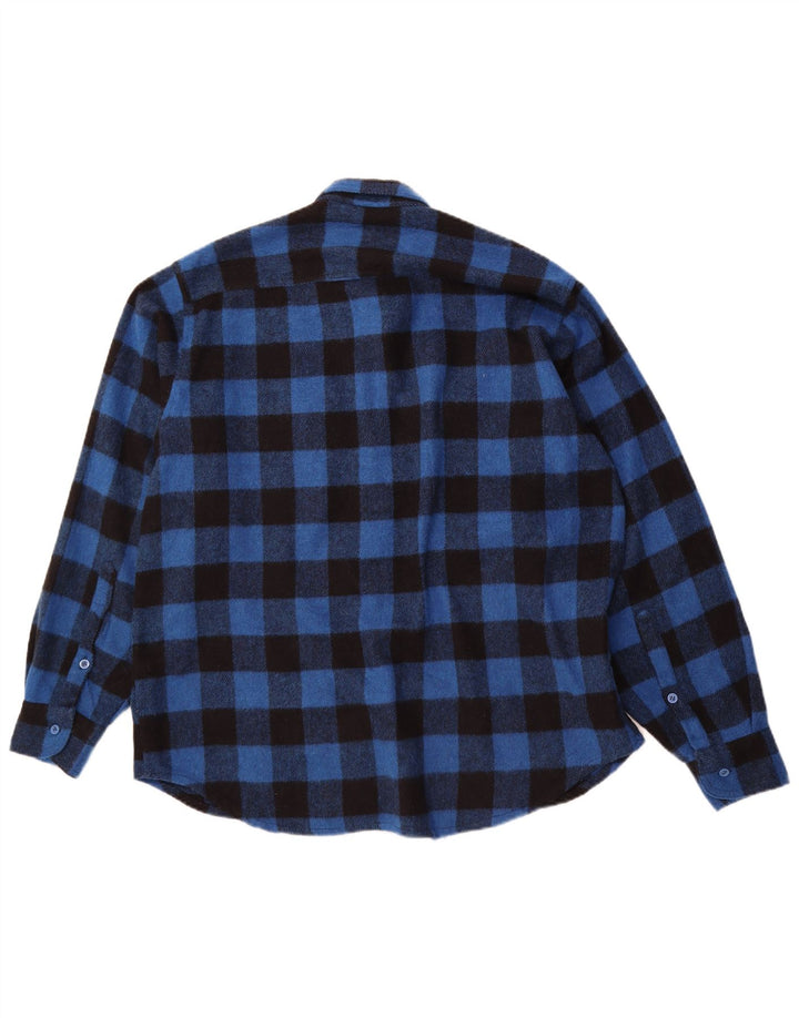 BENETTON Mens Lumberjack Flannel Shirt Large Blue Gingham
