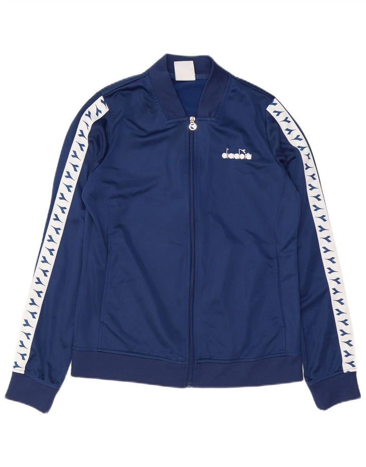 DIADORA Mens Graphic Tracksuit Top Jacket Small Navy Blue Polyester