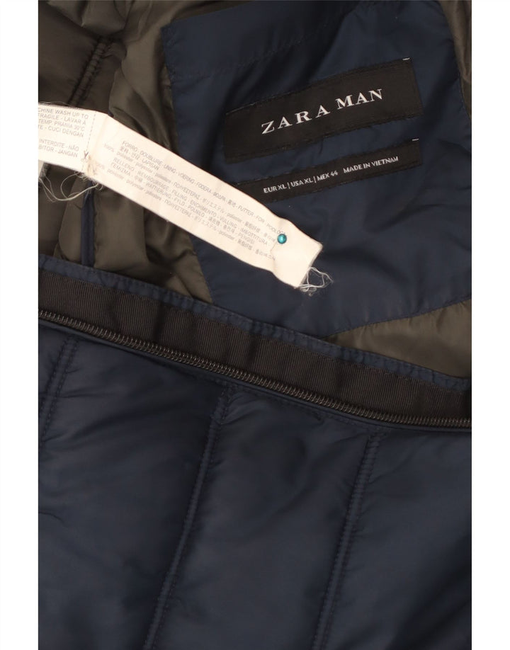 ZARA Mens Padded Gilet UK 42 XL Navy Blue Polyester