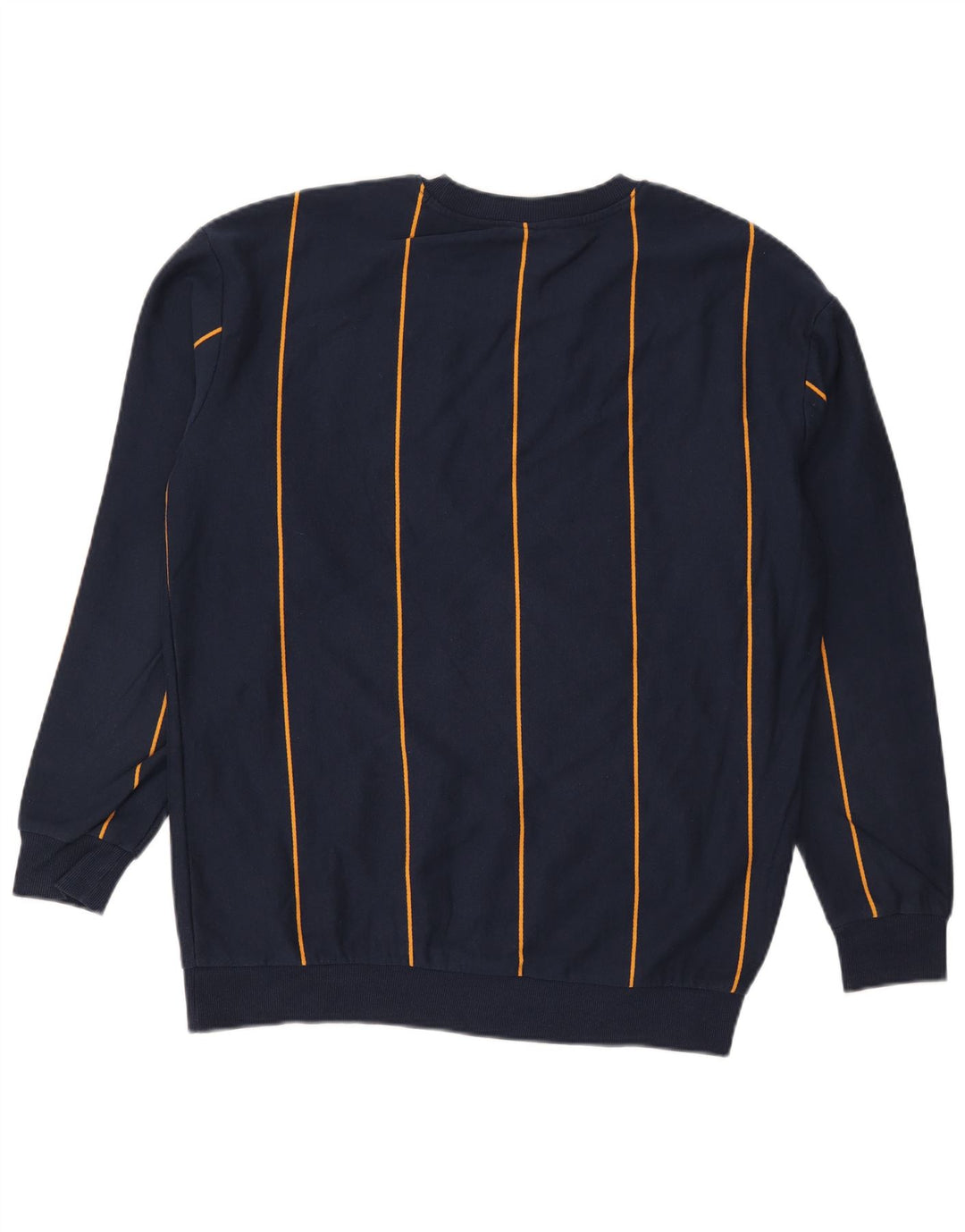 Zara Mens Sweatshirt Jumper Large Navy Blue Striped Cotton