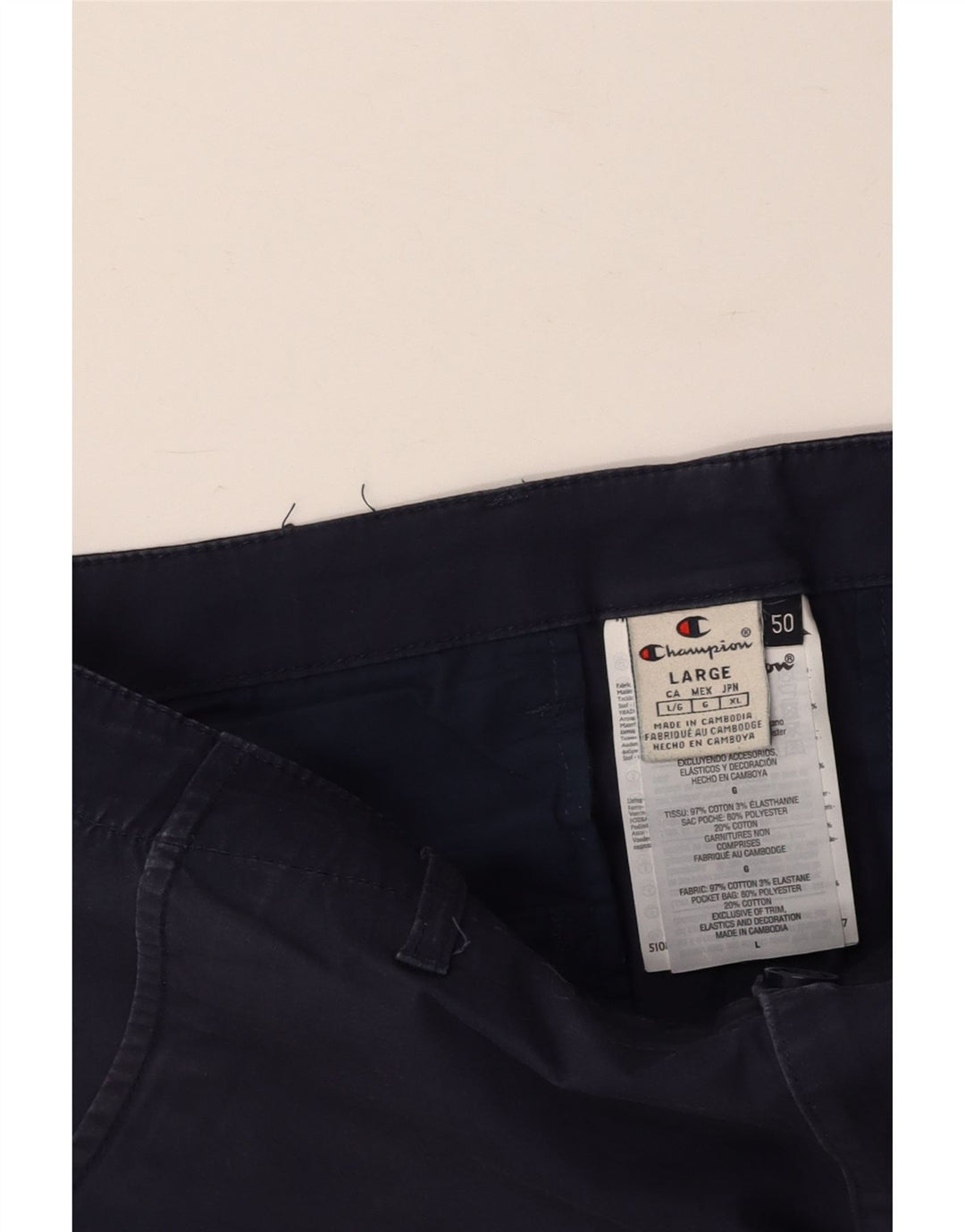 CHAMPION Mens Chino Shorts IT 50 Large W36 Navy Blue Cotton