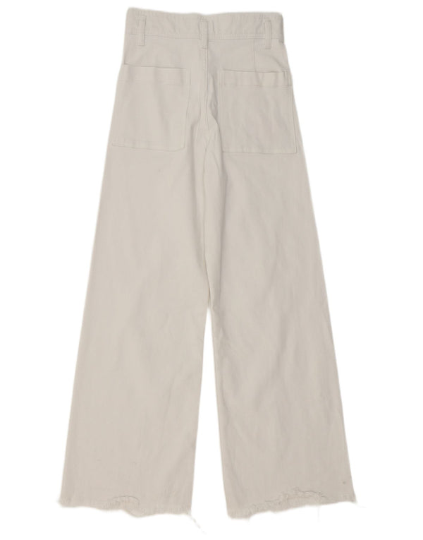 Zara Womens High Rise Wide Leg Jeans EU 36 XS W26 L29 White