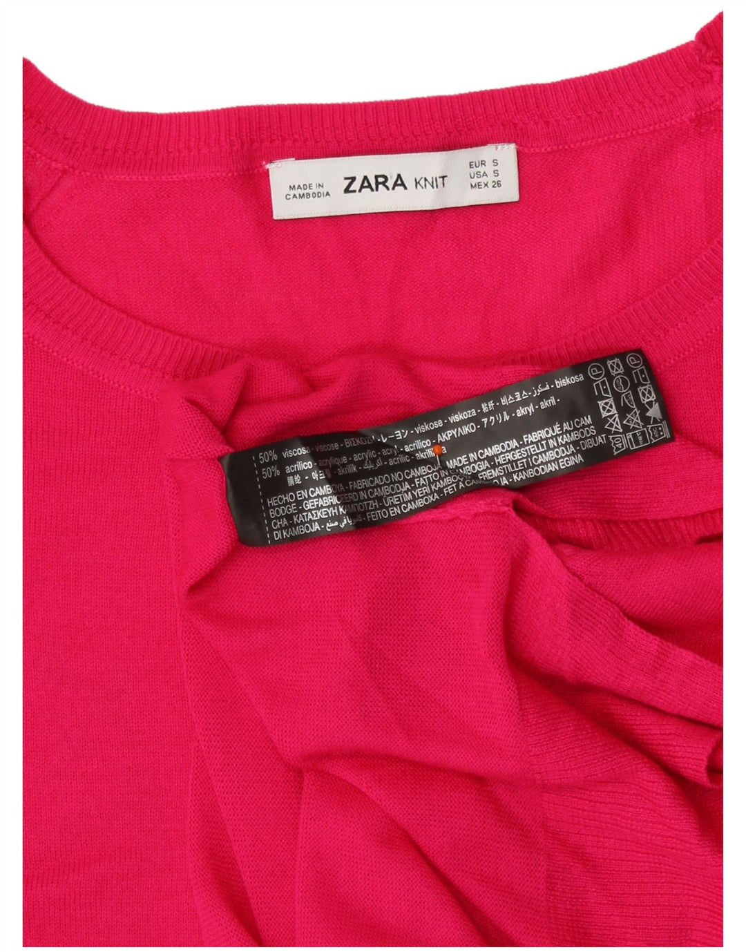 Zara Womens Oversized Crew Neck Jumper Sweater UK 10 Small Pink Viscose