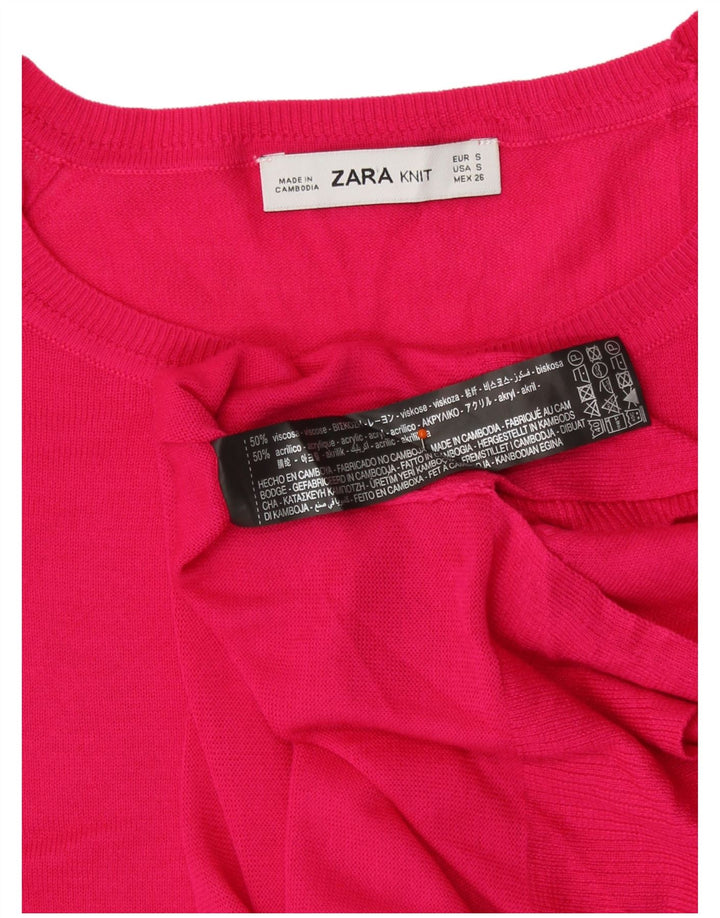 Zara Womens Oversized Crew Neck Jumper Sweater UK 10 Small Pink Viscose