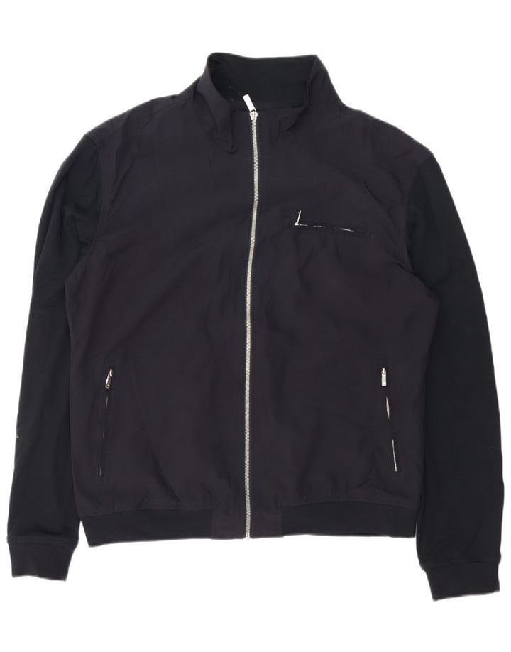 Zara Mens Bomber Jacket UK 42 XL Black Polyester
