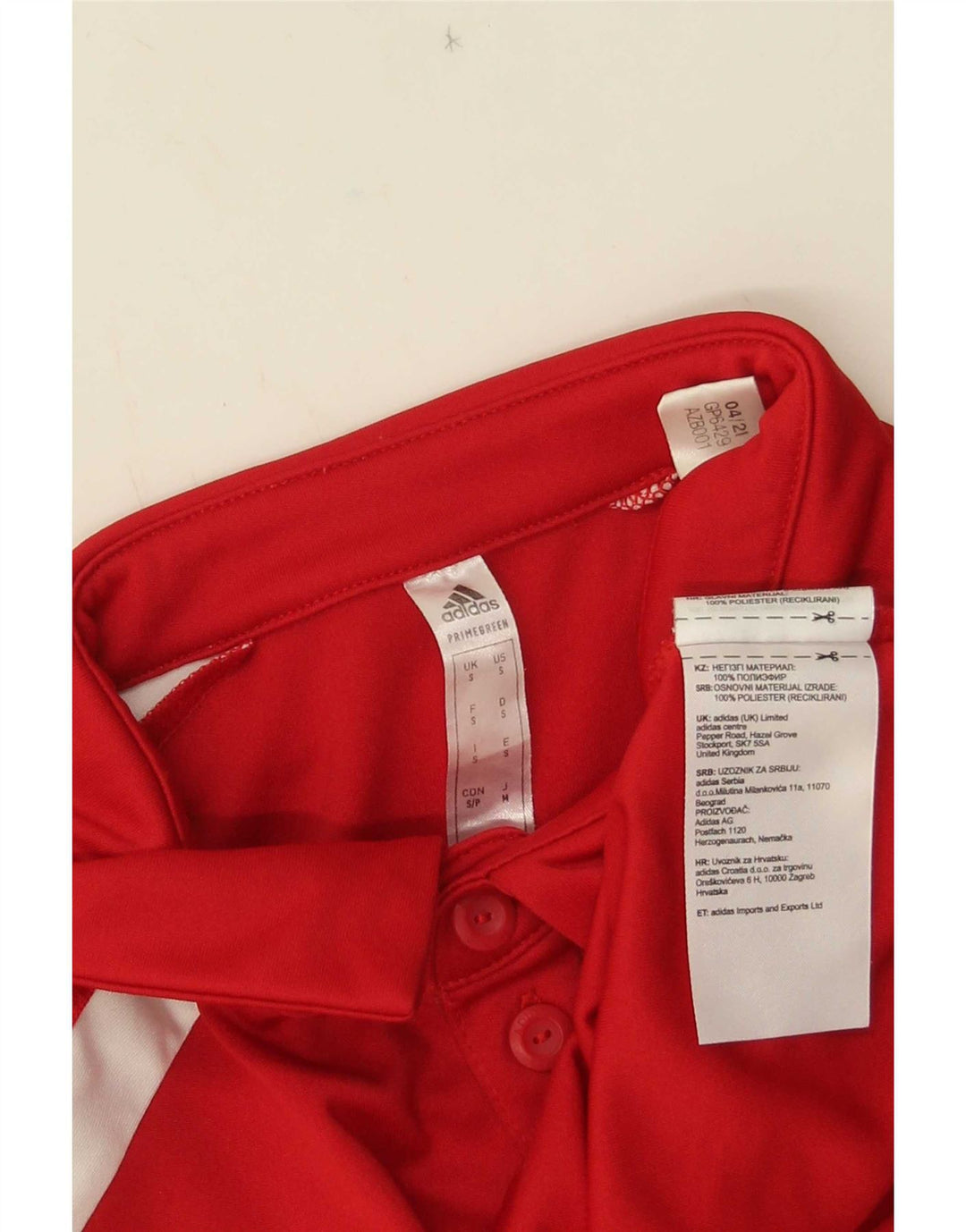 Adidas Mens Aeroready Graphic Polo Shirt Small Red Colourblock Polyester