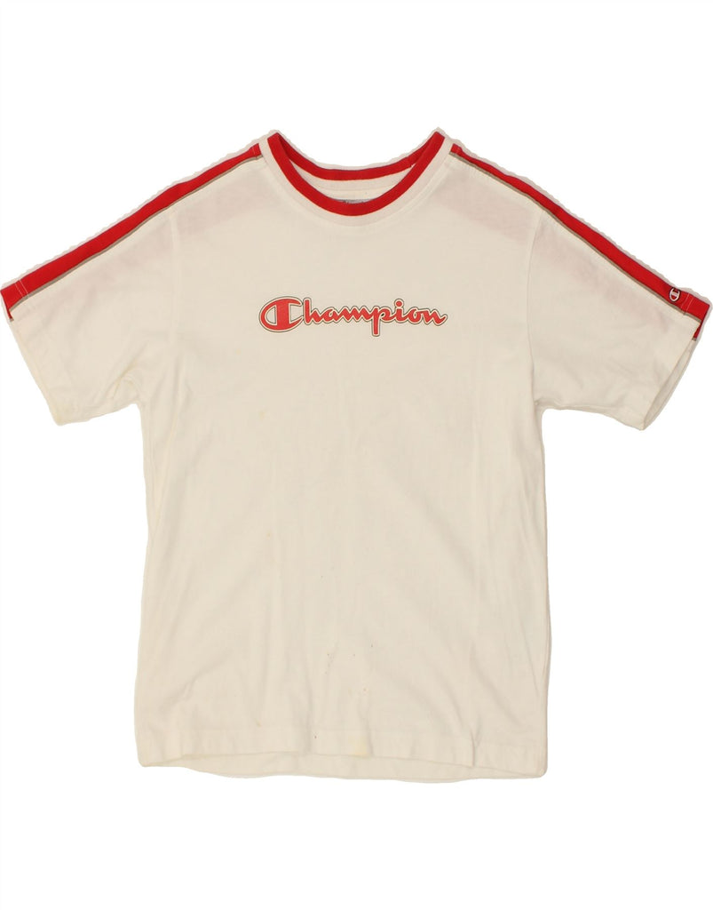 CHAMPION Boys Graphic T-Shirt Top 9-10 Years White Cotton | Vintage Champion | Thrift | Second-Hand Champion | Used Clothing | Messina Hembry 